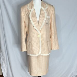 Vintage Christian Dior Peach Houndstooth Suit